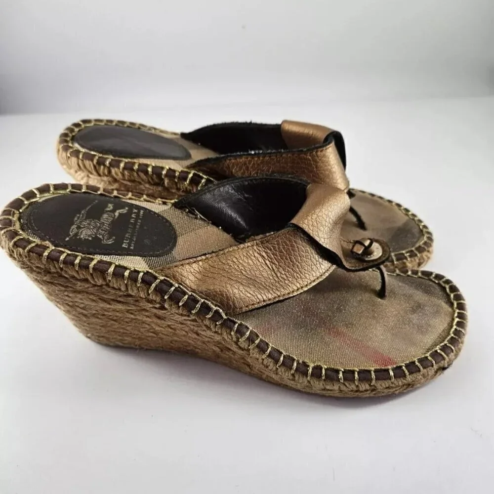 Burberry Espadrille Classic Nova Wedge Sandal 39 US 8.5